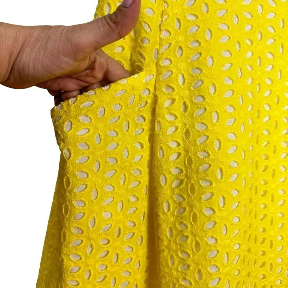 Lilly Pulitzer Yellow Pineapple Juice‎ Flower Eyelet Blossom Straples Dress Sz 2 - Picture 7 of 12
